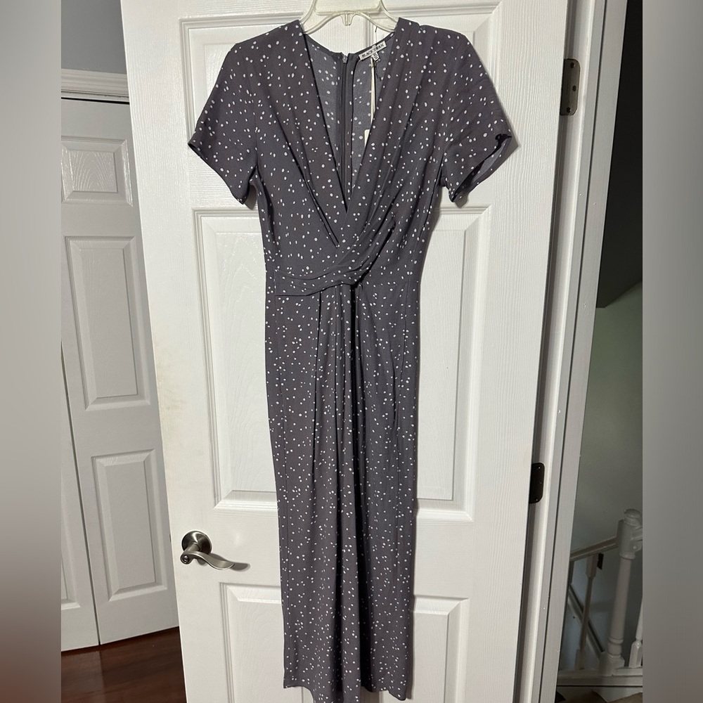 NWT Black Swan Draped Front Polka Dot Jumpsuit